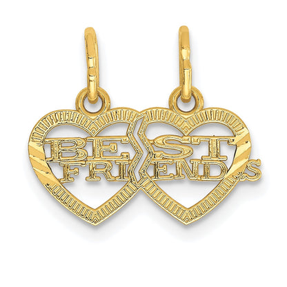 14k Double Heart BEST FRIENDS 2-Piece Break-apart Charm