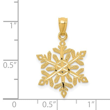 14k Diamond -Cut Snowflake Pendant