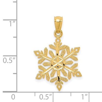 14k Diamond -Cut Snowflake Pendant