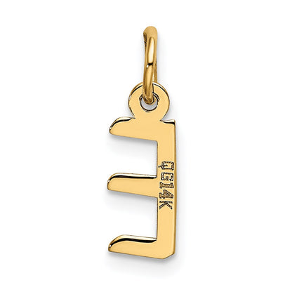 14k Small Slanted Block Letter E Initial Charm