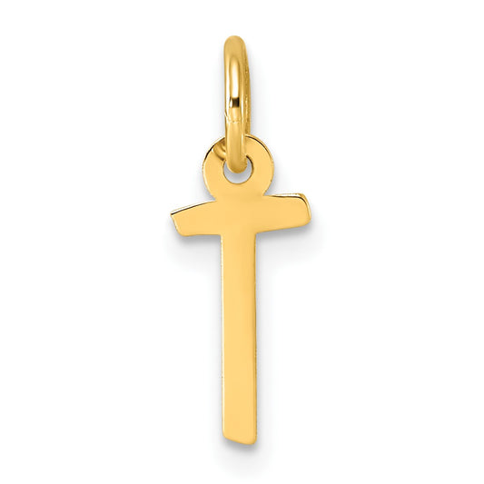 14k Small Slanted Block Letter T Initial Charm