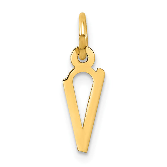 14k Small Slanted Block Letter V Initial Charm