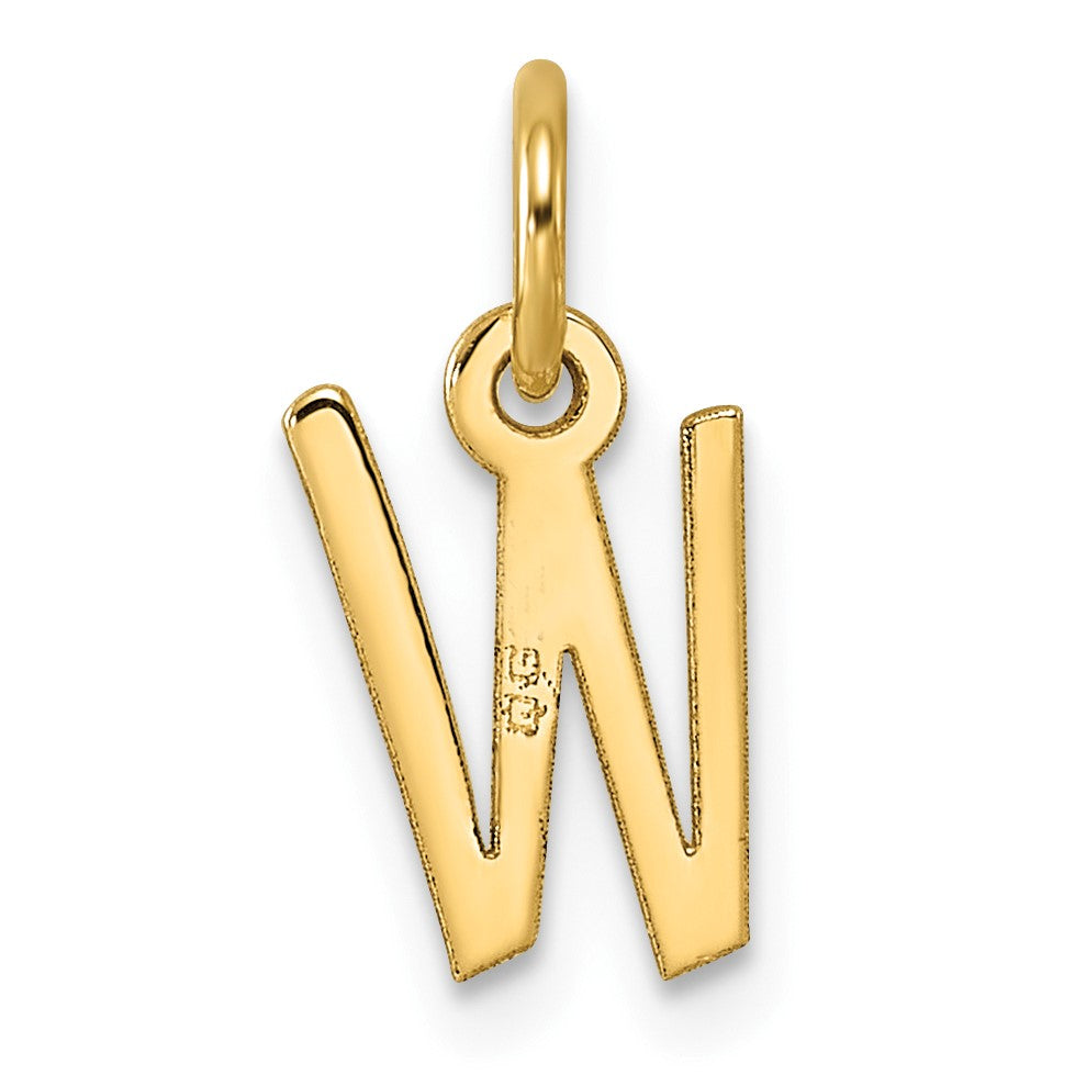 14k Small Slanted Block Letter W Initial Charm