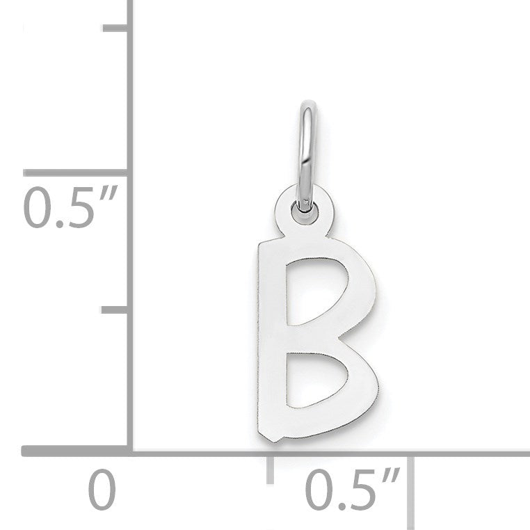 14k White Gold Small Slanted Block Letter B Initial Charm