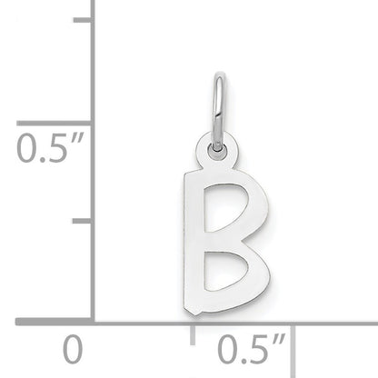 14k White Gold Small Slanted Block Letter B Initial Charm