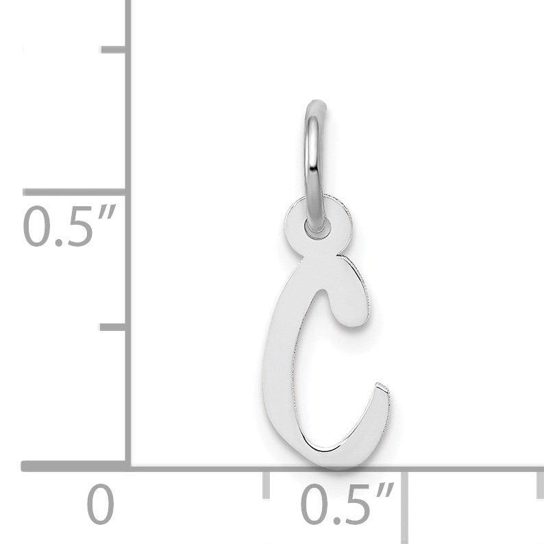 14k White Gold Small Slanted Block Letter C Initial Charm