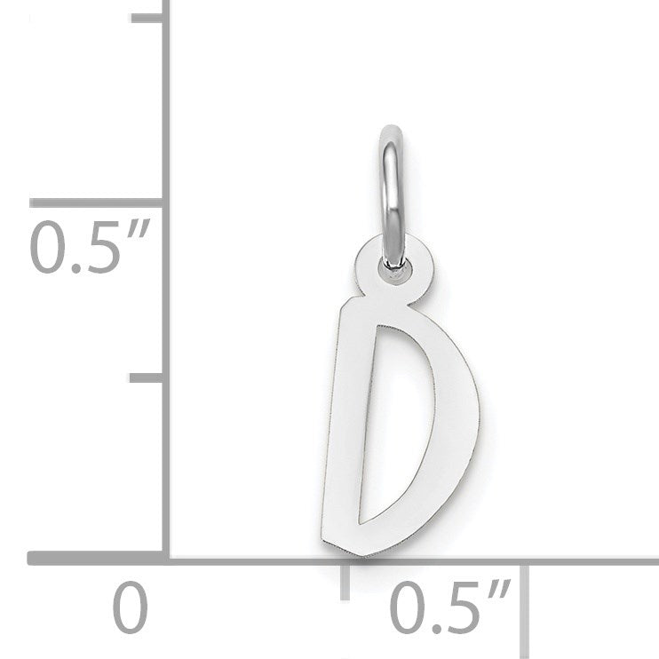 14k White Gold Small Slanted Block Letter D Initial Charm