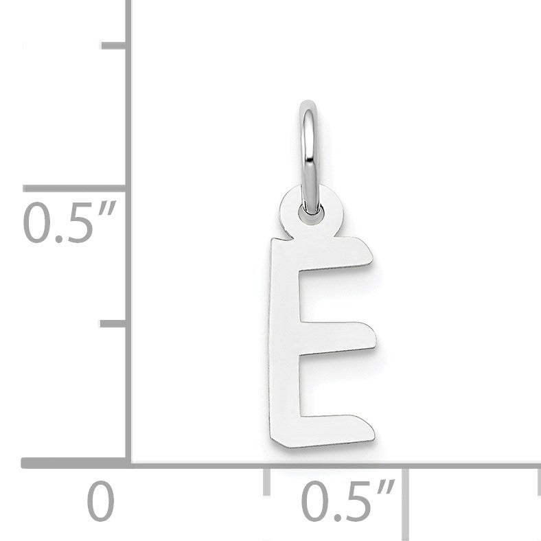 14K White Gold Small Slanted Block Letter E Initial Charm