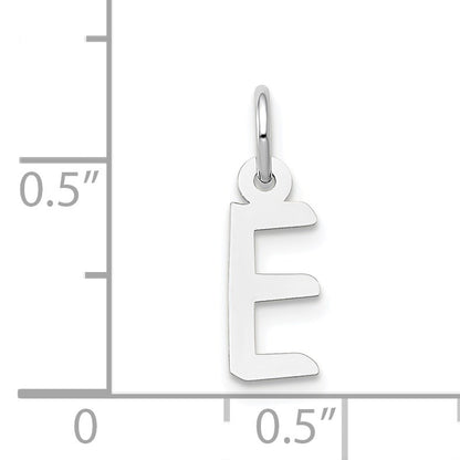 14K White Gold Small Slanted Block Letter E Initial Charm