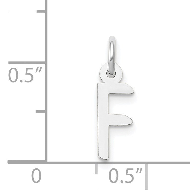 14K White Gold Small Slanted Block Letter F Initial Charm