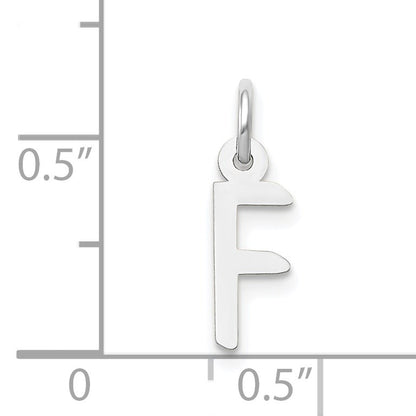 14K White Gold Small Slanted Block Letter F Initial Charm