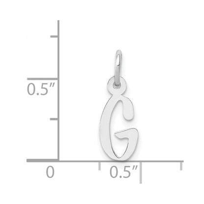 14K White Gold Small Slanted Block Letter G Initial Charm