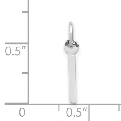 14K White Gold Small Slanted Block Letter I Initial Charm