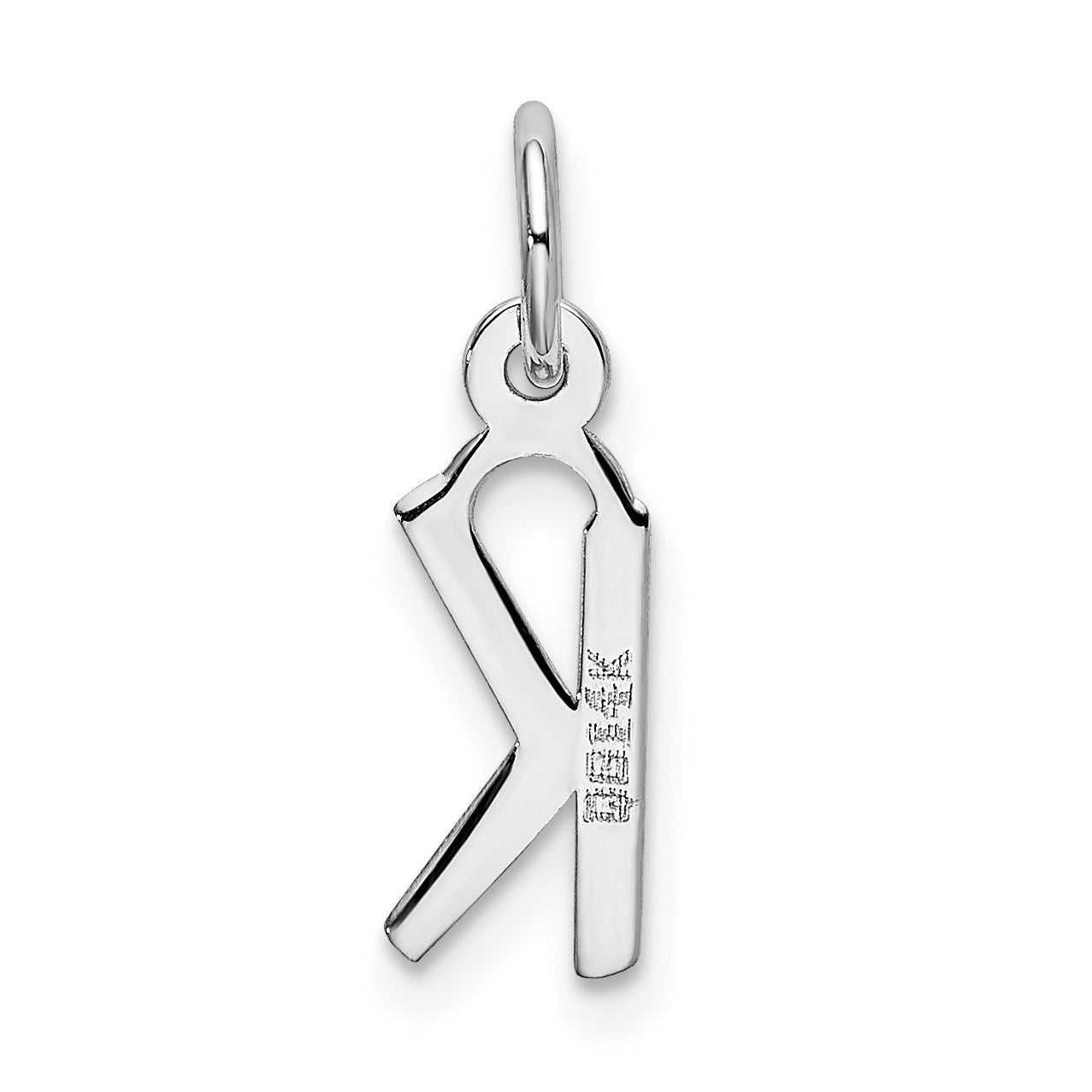 14K White Gold Small Slanted Block Letter K Initial Charm