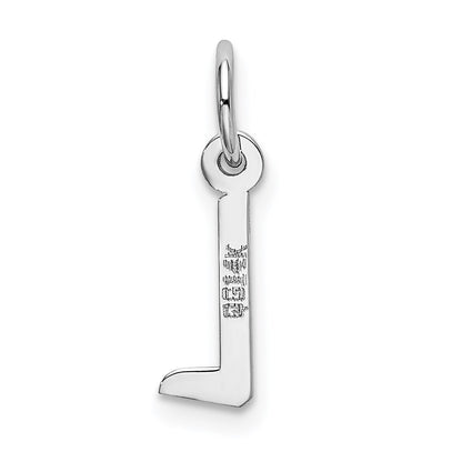 14K White Gold Small Slanted Block Letter L Initial Charm