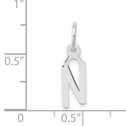 14K White Gold Small Slanted Block Letter N Initial Charm