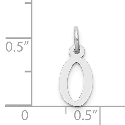 14K White Gold Small Slanted Block Letter O Initial Charm
