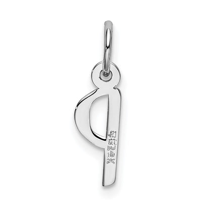 14K White Gold Small Slanted Block Letter P Initial Charm