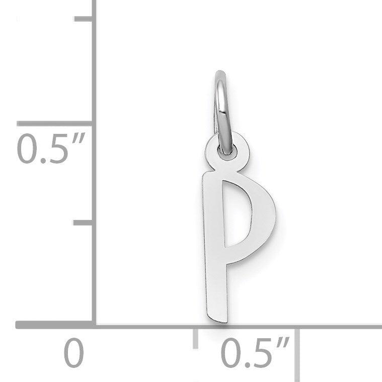 14K White Gold Small Slanted Block Letter P Initial Charm