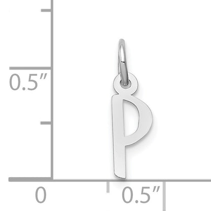 14K White Gold Small Slanted Block Letter P Initial Charm