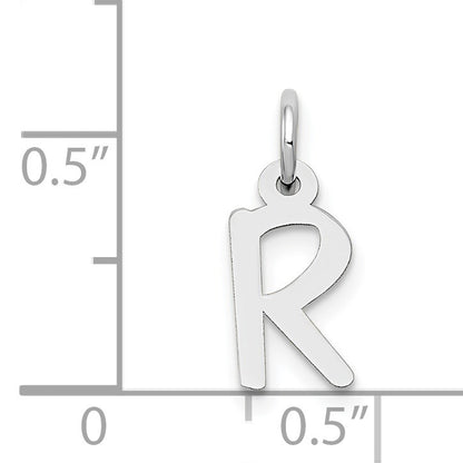 14K White Gold Small Slanted Block Letter R Initial Charm