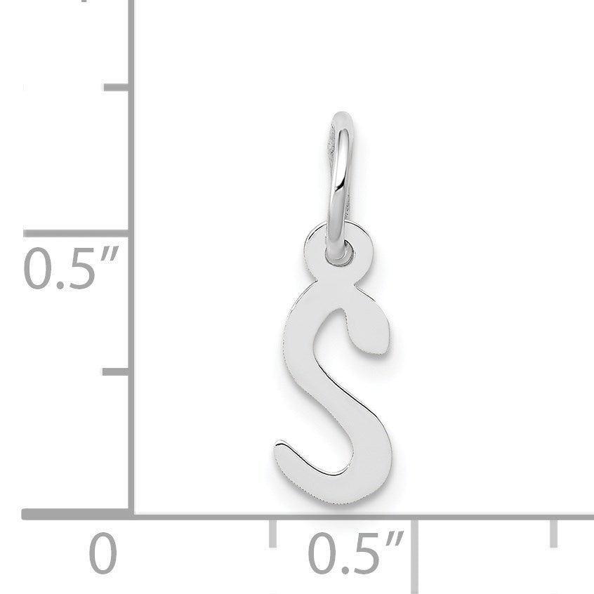 14K White Gold Small Slanted Block Letter S Initial Charm
