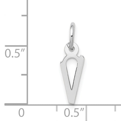 14K White Gold Small Slanted Block Letter V Initial Charm