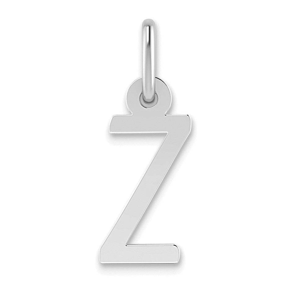 14k White Gold Small Slanted Block Letter Z Initial Charm