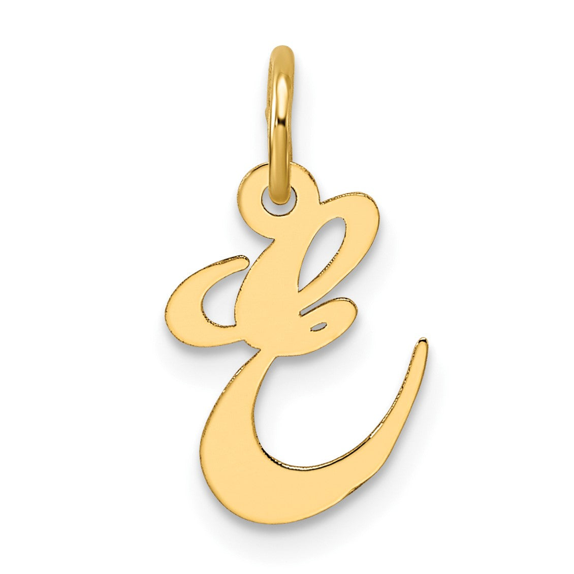 14K Small Fancy Script Letter E Initial Charm