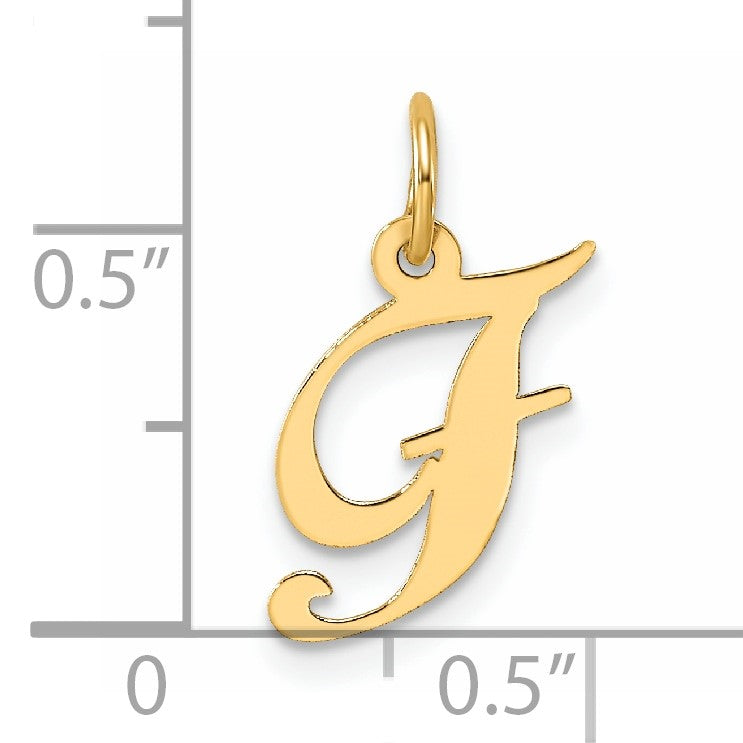 14K Small Fancy Script Letter F Initial Charm