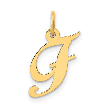 14K Small Fancy Script Letter F Initial Charm