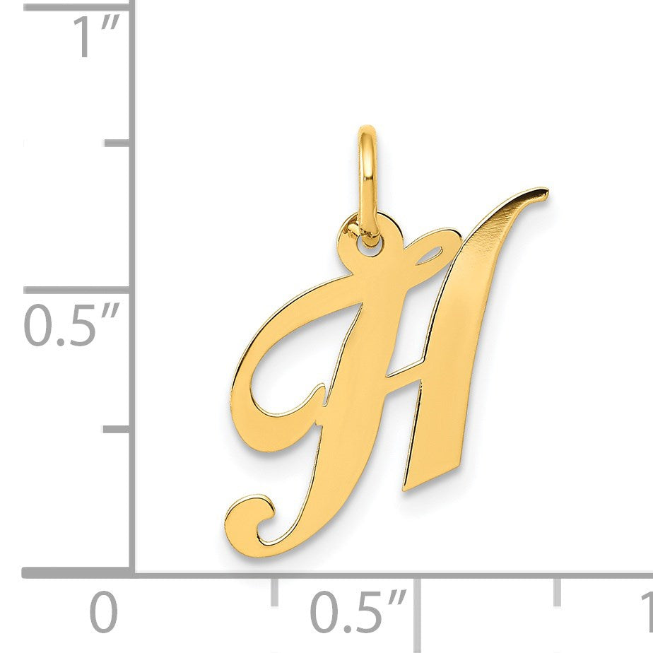 14K Small Fancy Script Letter H Initial Charm