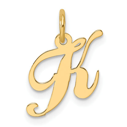 14k White Gold Small Fancy Script Letter K Initial Charm
