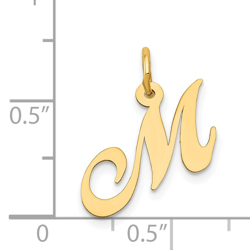 14K Small Fancy Script Letter M Initial Charm