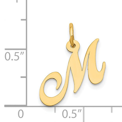 14K Small Fancy Script Letter M Initial Charm