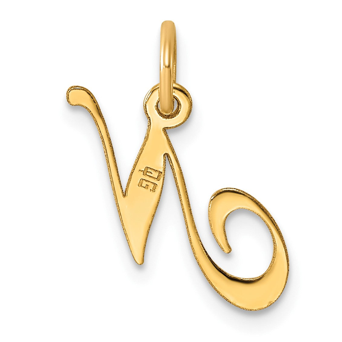 14K Small Fancy Script Letter N Initial Charm