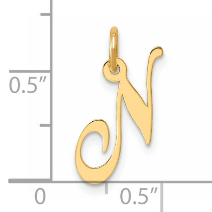 14K Small Fancy Script Letter N Initial Charm