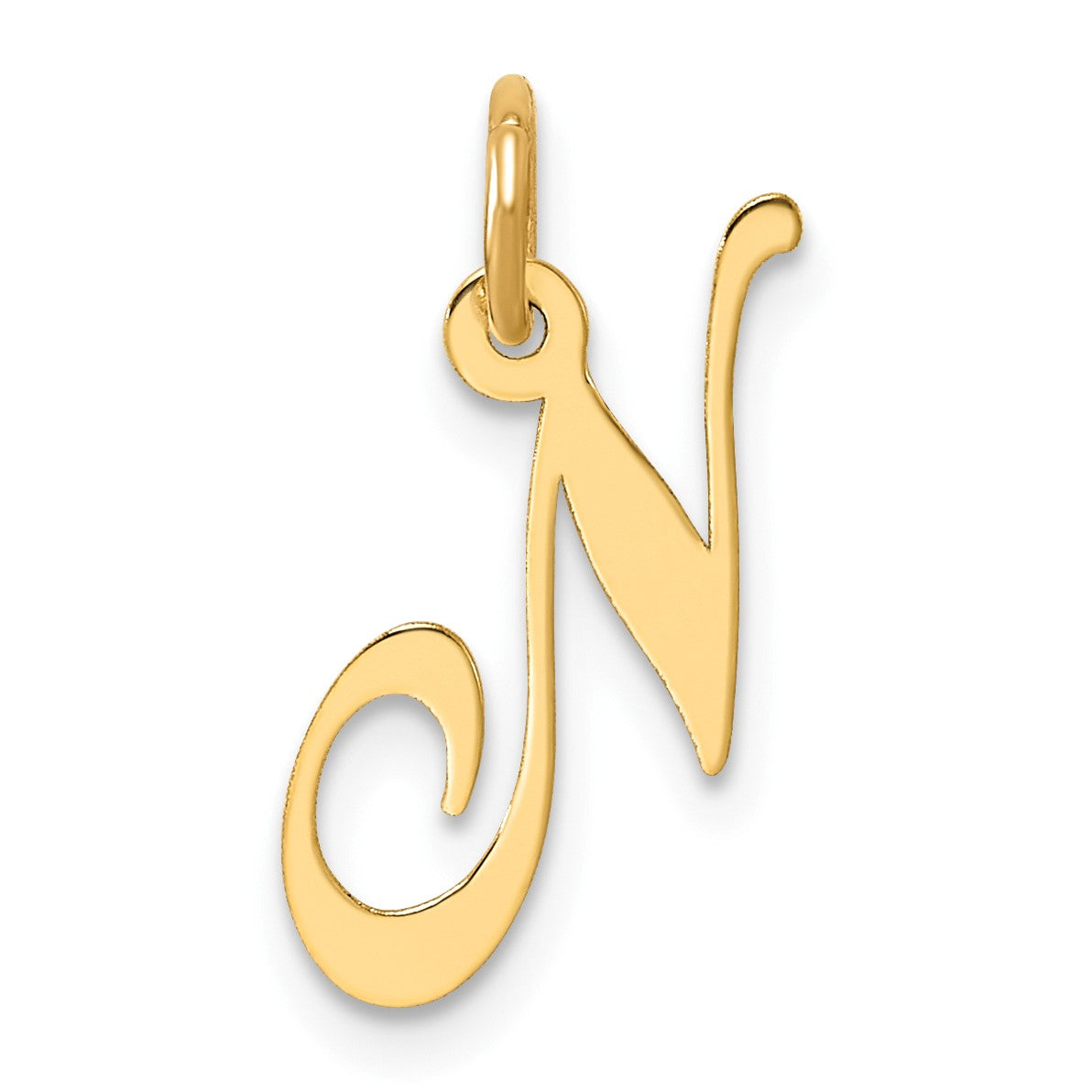 14K Small Fancy Script Letter N Initial Charm