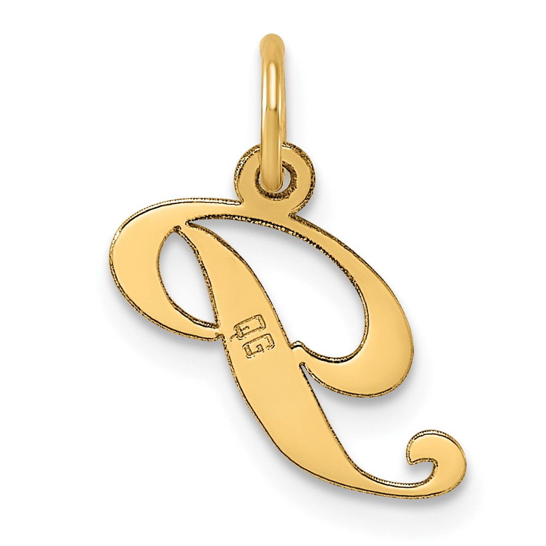 14K Small Fancy Script Letter P Initial Charm