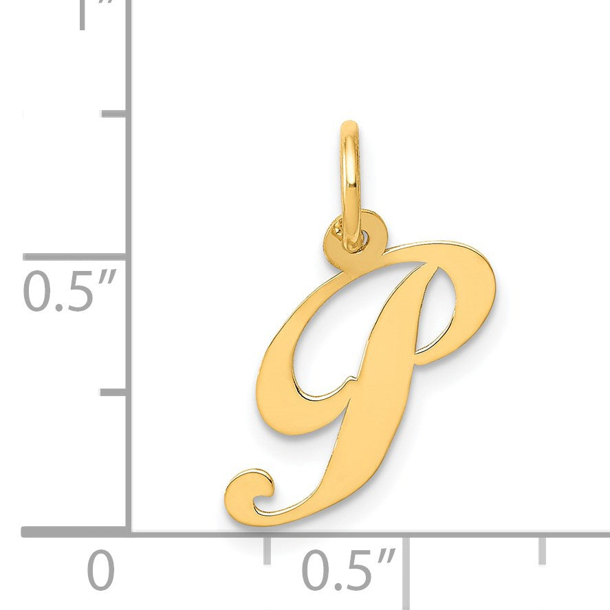 14K Small Fancy Script Letter P Initial Charm