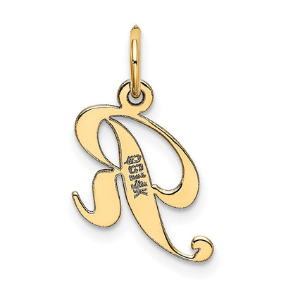 14K Small Fancy Script Letter R Initial Charm