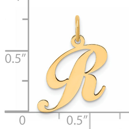 14K Small Fancy Script Letter R Initial Charm