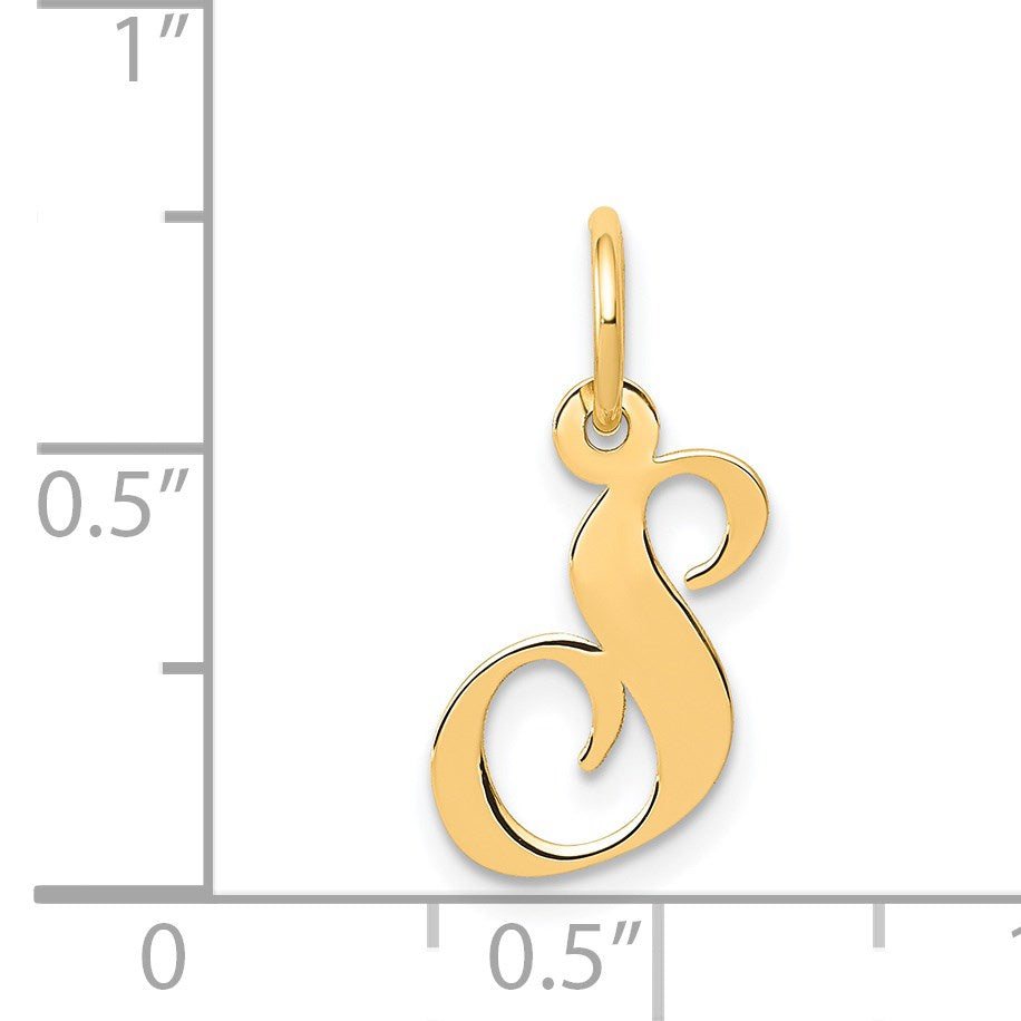 14K Small Fancy Script Letter S Initial Charm