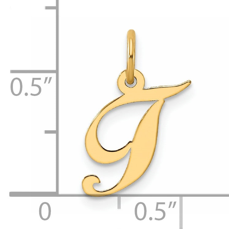 14K Small Fancy Script Letter T Initial Charm