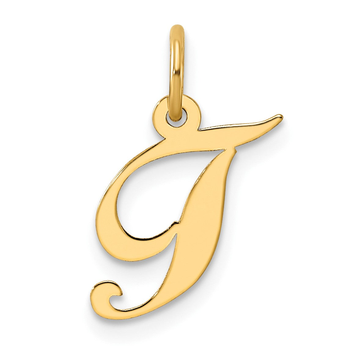 14K Small Fancy Script Letter T Initial Charm