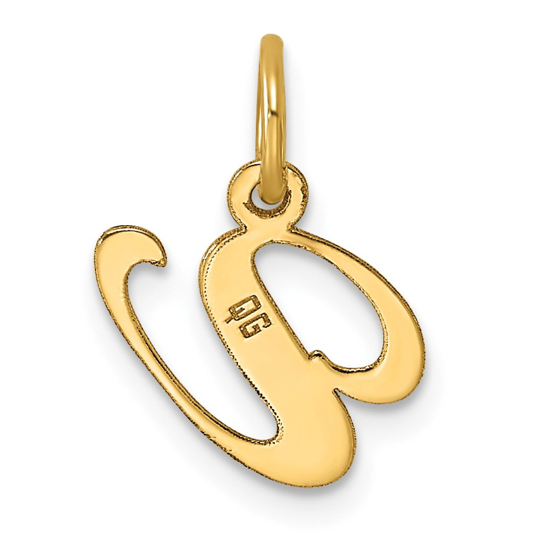 14K Small Fancy Script Letter V Initial Charm