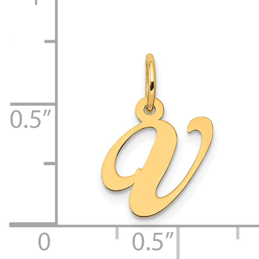 14K Small Fancy Script Letter V Initial Charm