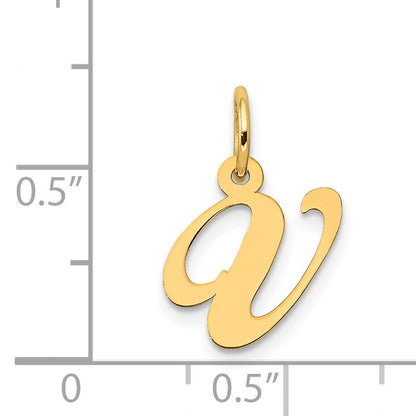 14K Small Fancy Script Letter V Initial Charm