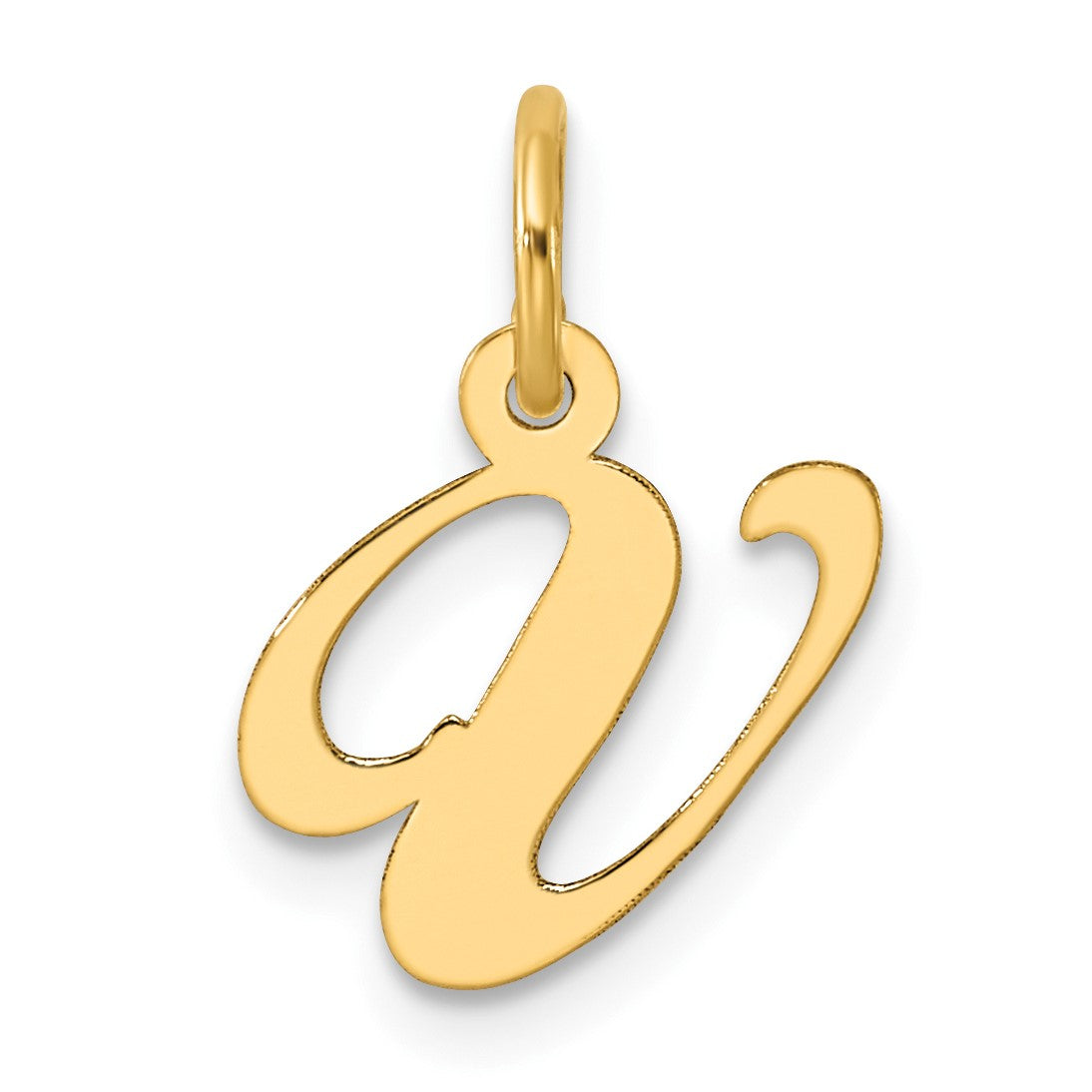 14K Small Fancy Script Letter V Initial Charm
