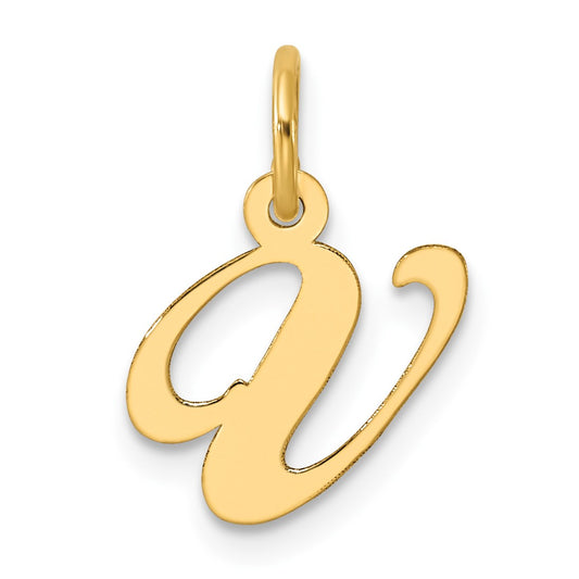 14K Small Fancy Script Letter V Initial Charm